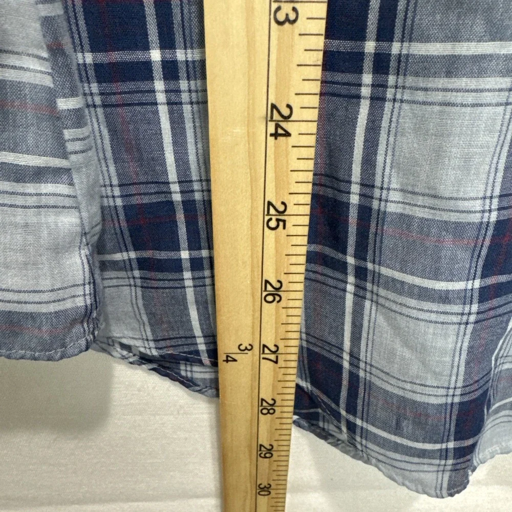 VTG Rare LEVIs Button Dress Shirt sz L Blue Madras Plaid 70 Light Korea Made - Picture 5 of 9